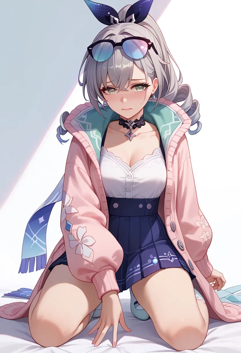 star rail,silver wolf,spring,student uniform,light cardigan  - 